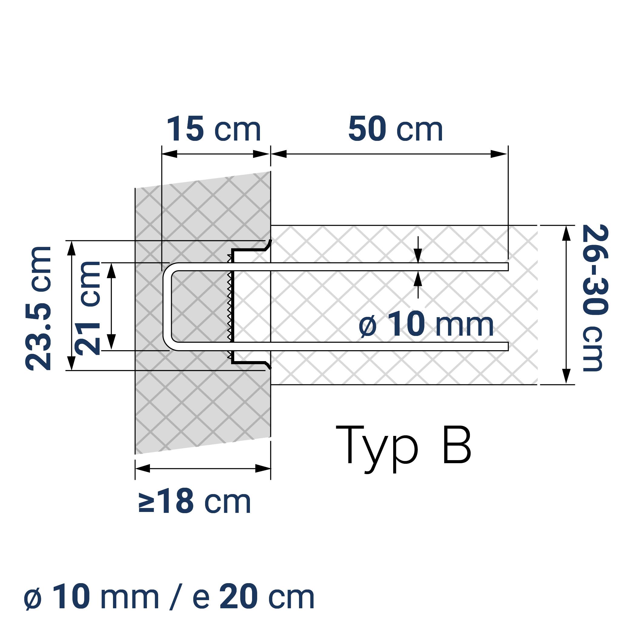 A400110245 7640425413486 BE-BOX® Bewehrungsbox Position Q / L 245 | B-21-10/20-h15-lb50 | 125 cm | 7.75 kg/m